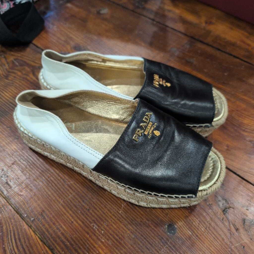 PRADA OPEN TOE PLATFORM ESPADRILLES