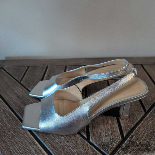 Aeyde Square Peep Toe Sling Back Kitten Heel