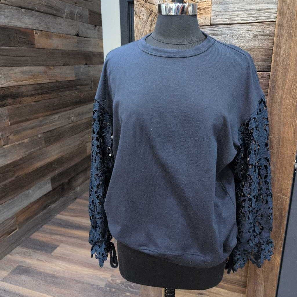 SEE BY CHLOE LS Crew Lace Sleeve Sweatshirt