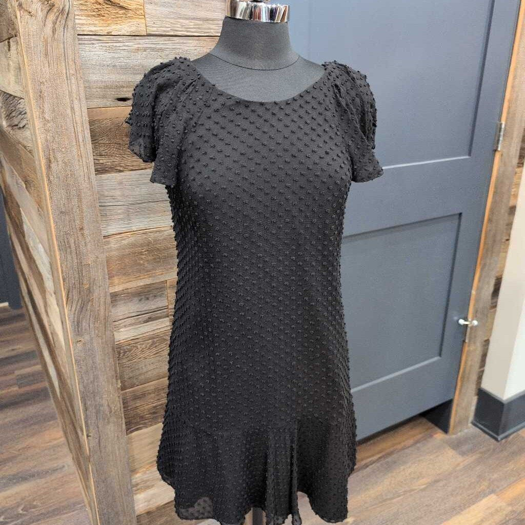 J.CREW SCOOP SHORT RUFFLE SLEEVE SHEER OVERLAY 3D DOT MINI