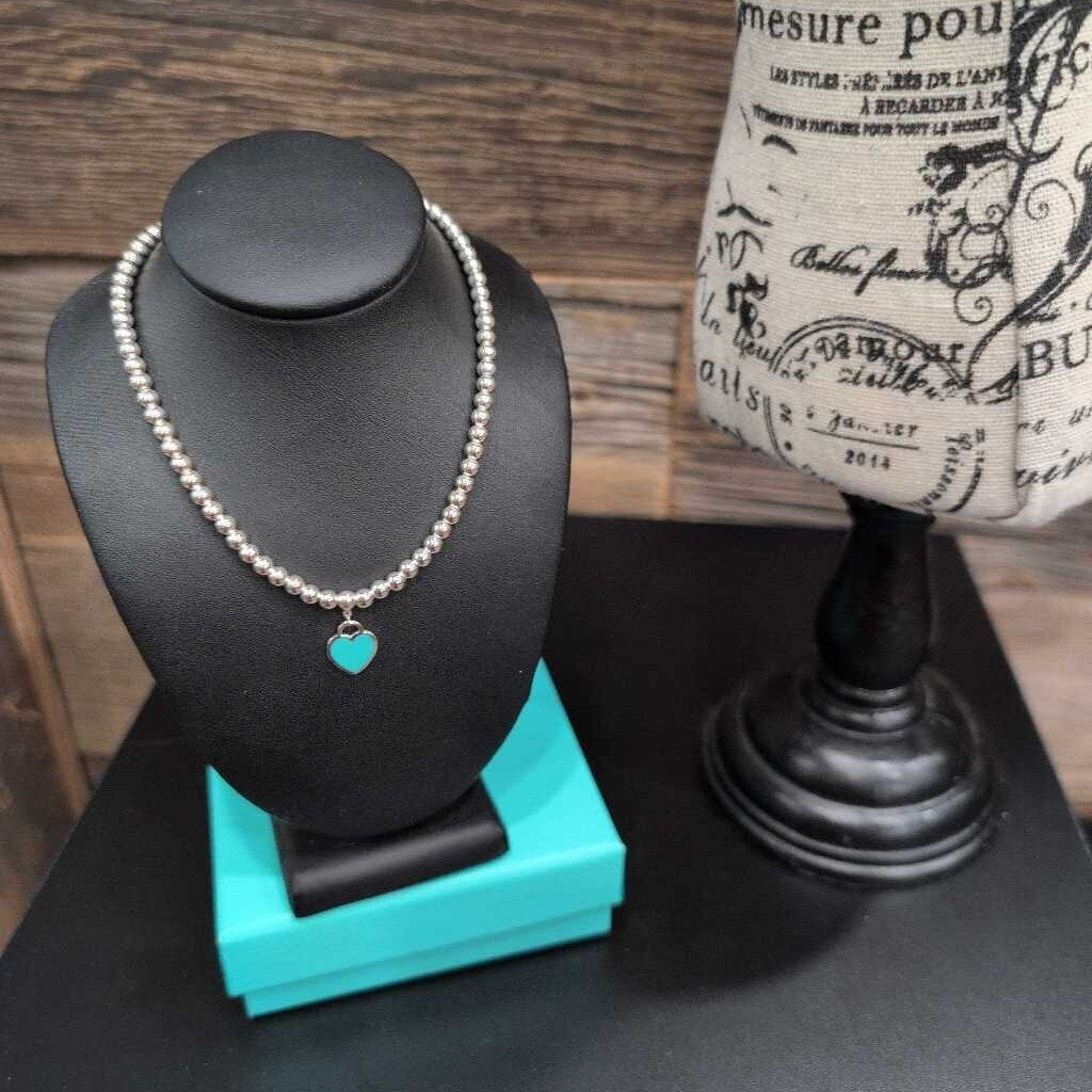 RTT BLUE HEART TAG BEAD NECKLACE