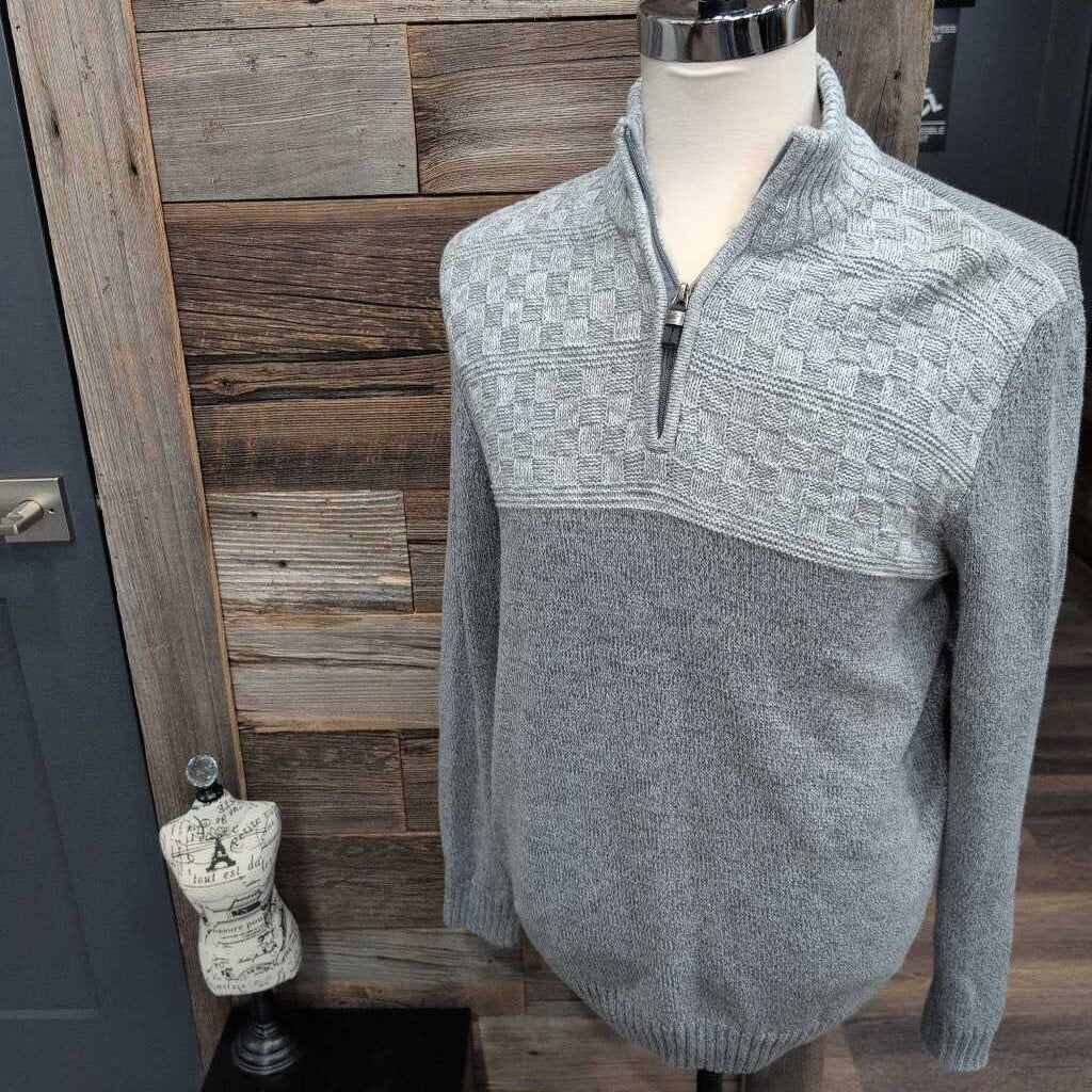 1/4 ZIP BASKETWEAVE CONTRAST