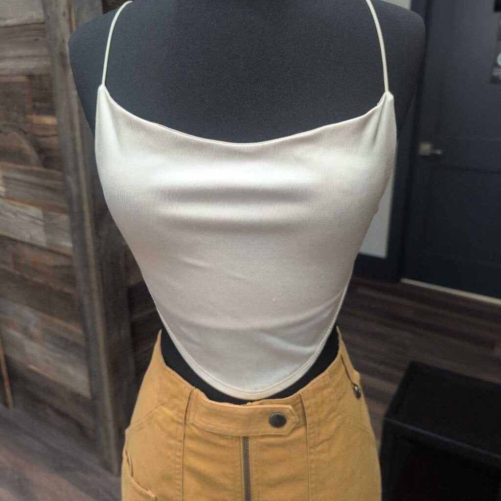 WINDSOR SL TIE BACK FAUX SATIN CROP