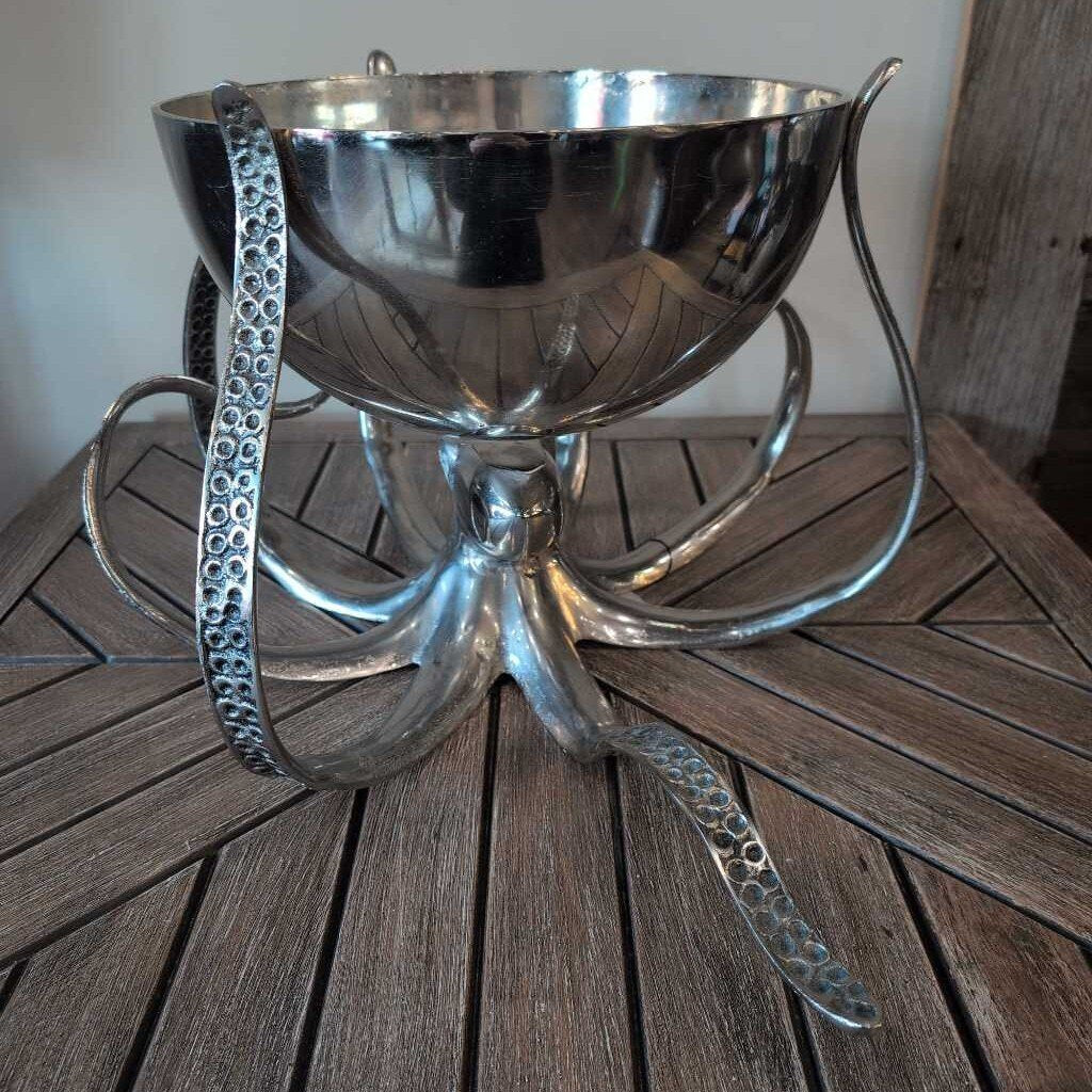 PEWTER OCTOPUS PUNCH BOWL