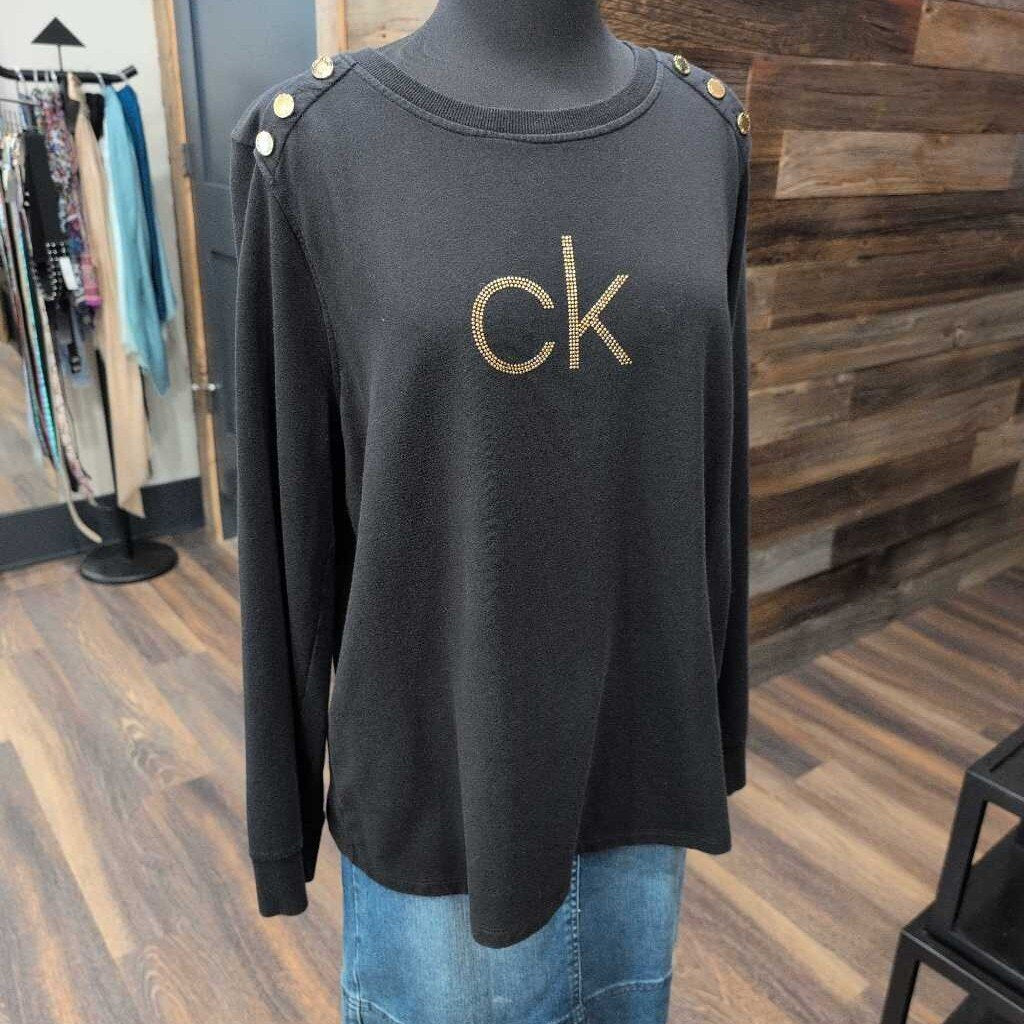 CALVIN KLEIN LS CREW NECK STUDDED "CK" SWEATSHIRT