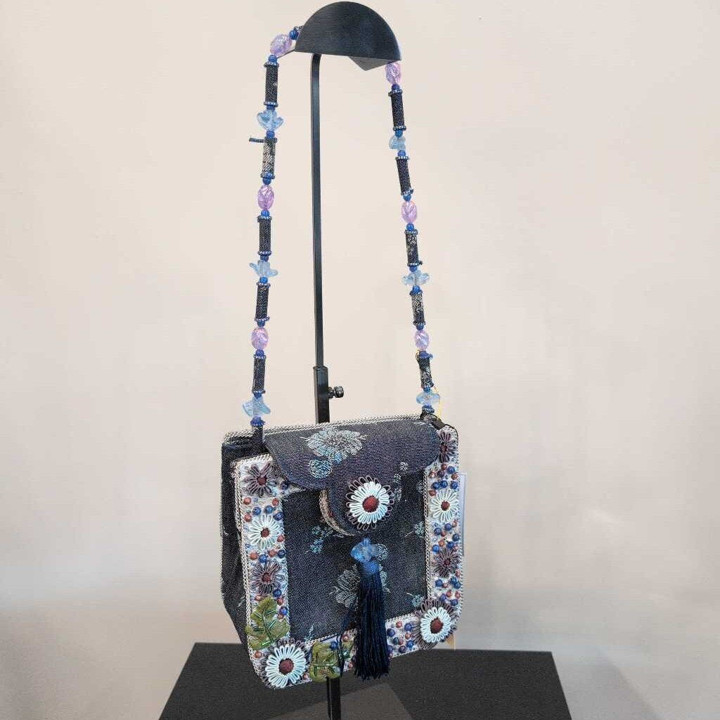 MARY FRANCES BEADED DENIM ART BAG (#932-94)