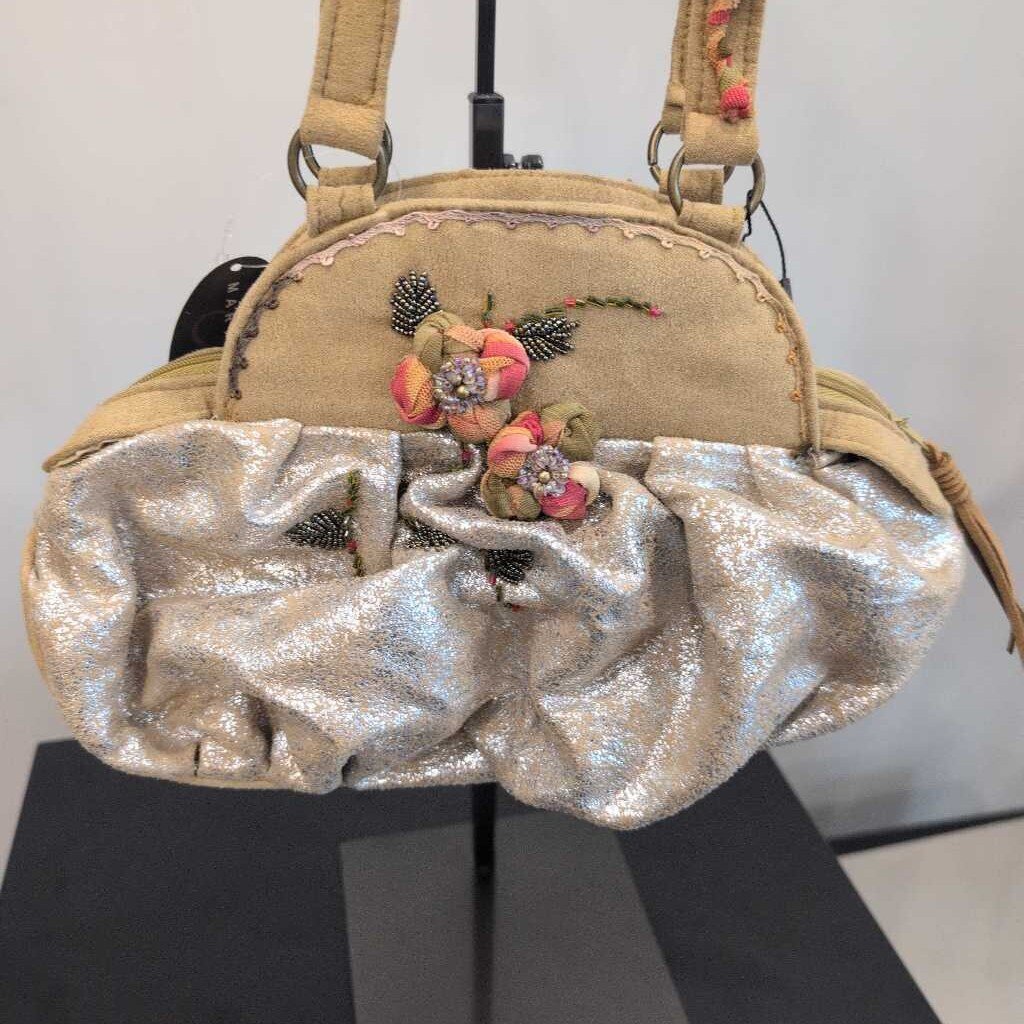 MARY FRANCES RUCHED FLORAL BAG (#1021)
