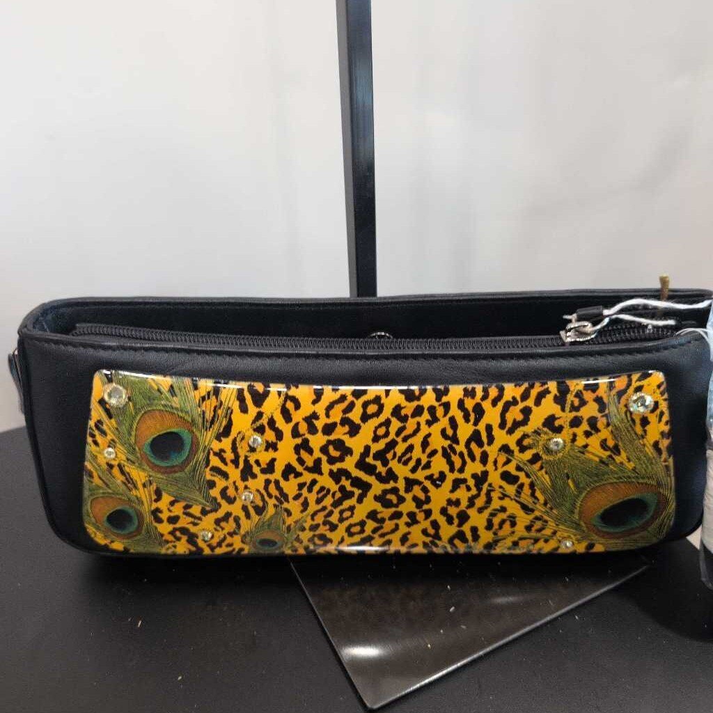 DEBBIE BROOKS LEOPARD & PEACOCK CLUTCH