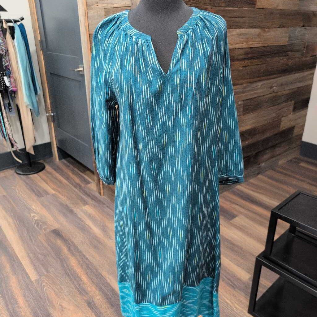 PURE JILL LS V NECK LINE PRINT MAXI