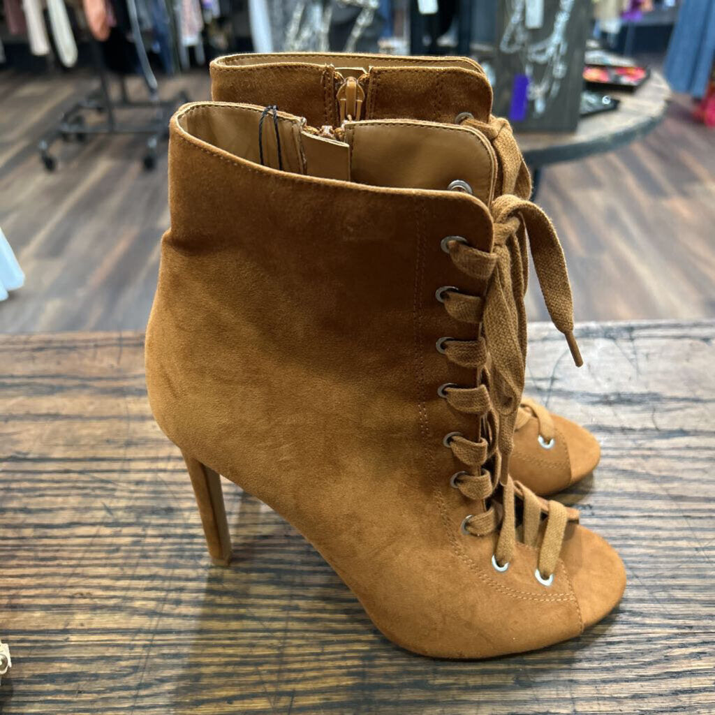 MIX NO. 6 OPEN TOE LACE UP HEEL BOOTIES
