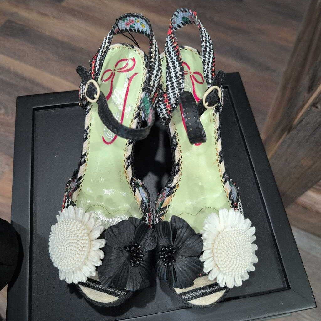 POETIC LICENSE WEDGE W/FLORAL EMBELLISHMENT