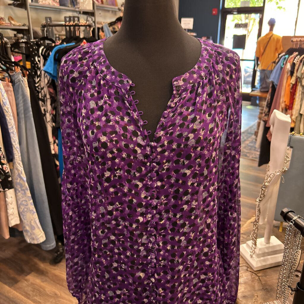 WHBM LS SHEER BUTTON DOWN