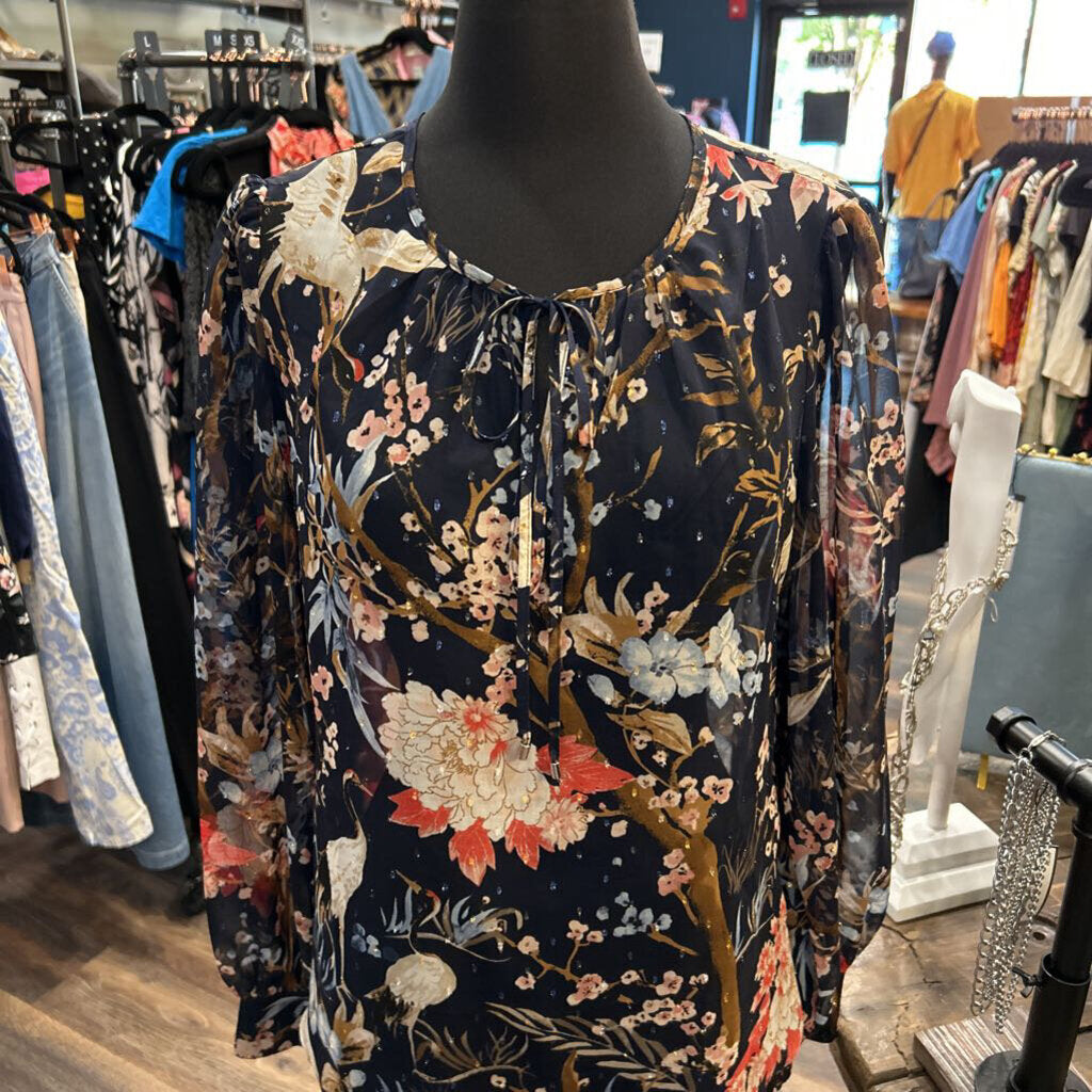 WHBM LS SHEER V NECK