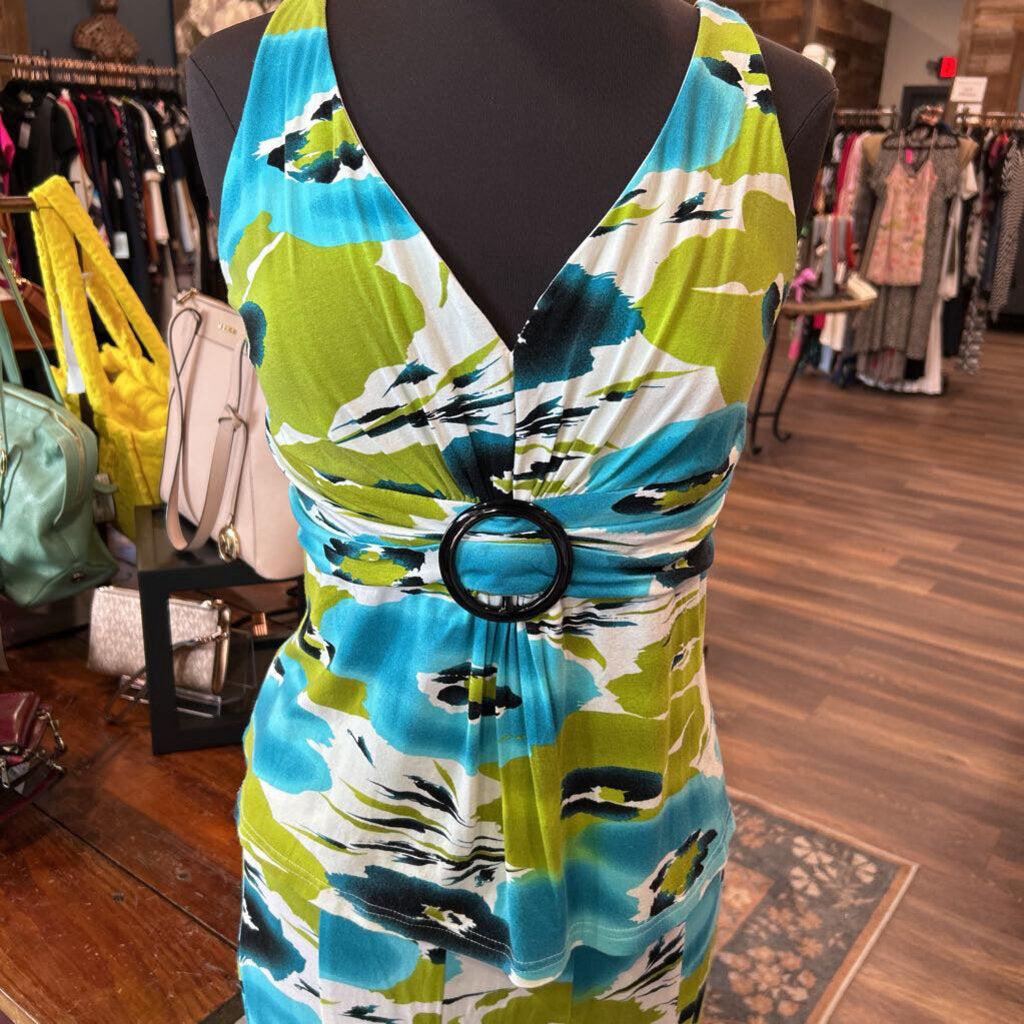 JOSEPH RIBKOFF PEPLUM CIRCLE DETAIL TOP