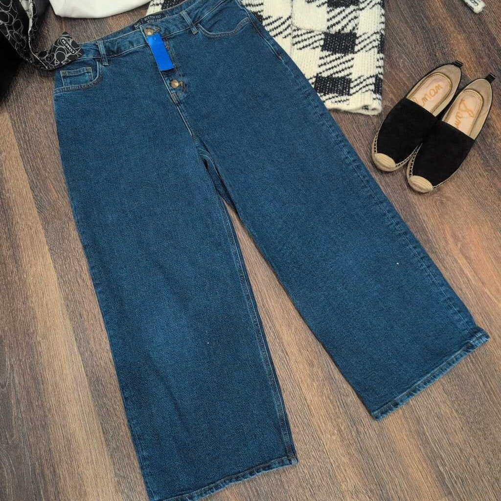 BODEN BUTTON FLY WIDE LEG JEANS