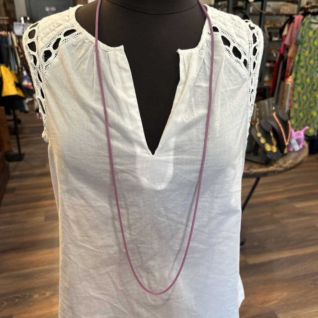 PINKISH PURPLE METAL TUBE NECKLACE