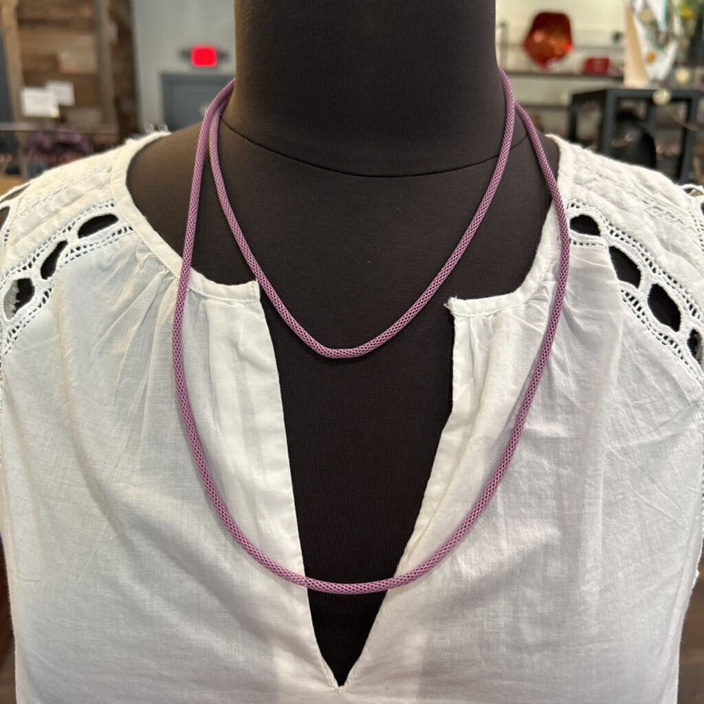 PINKISH PURPLE METAL TUBE NECKLACE