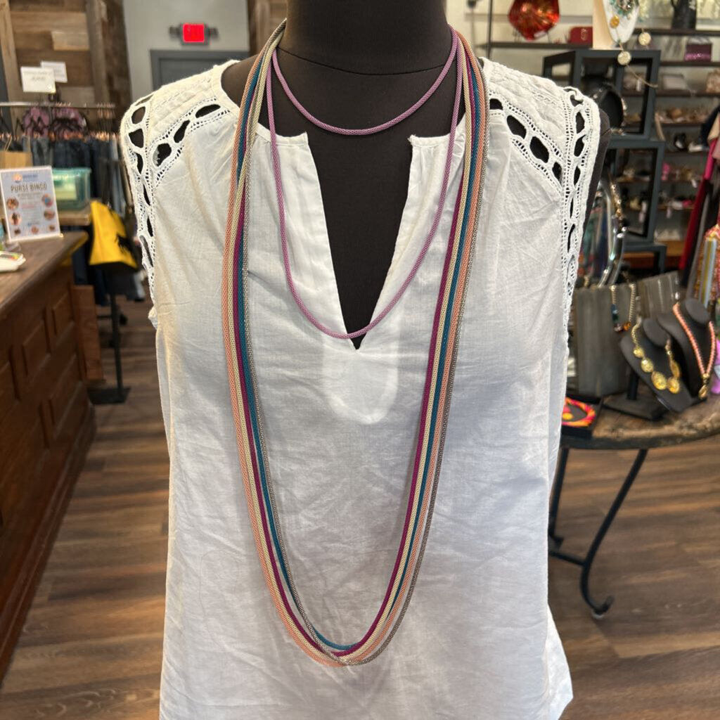 PINKISH PURPLE METAL TUBE NECKLACE