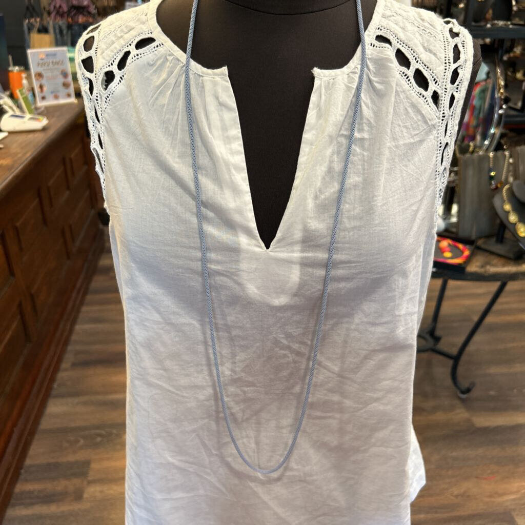ICE BLUE METAL TUBE NECKLACE
