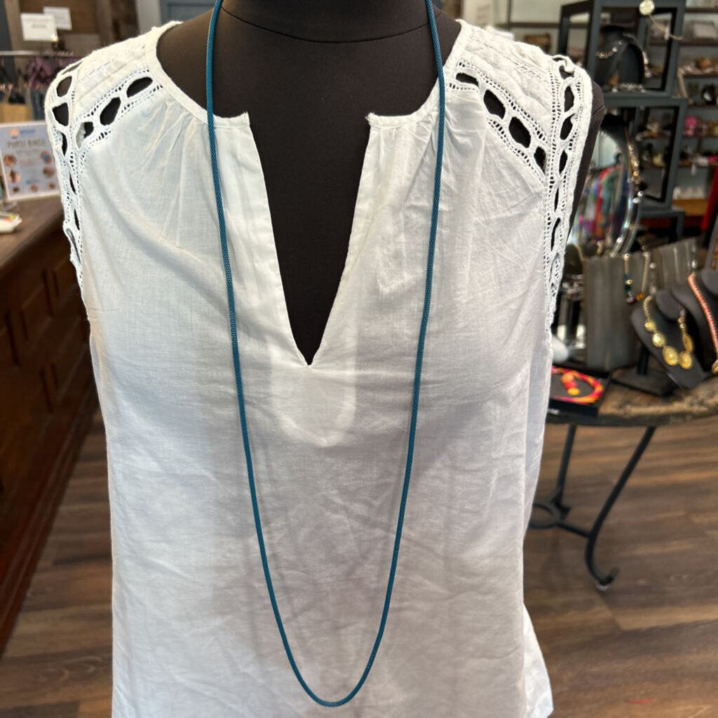 TEAL METAL TUBE NECKLACE