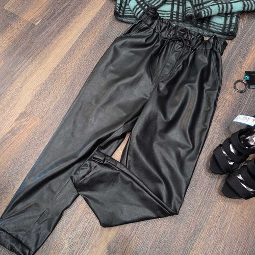 ABERCROMBIE & FITCH FAUX LEATHER ELASTIC ANKLE PANTS