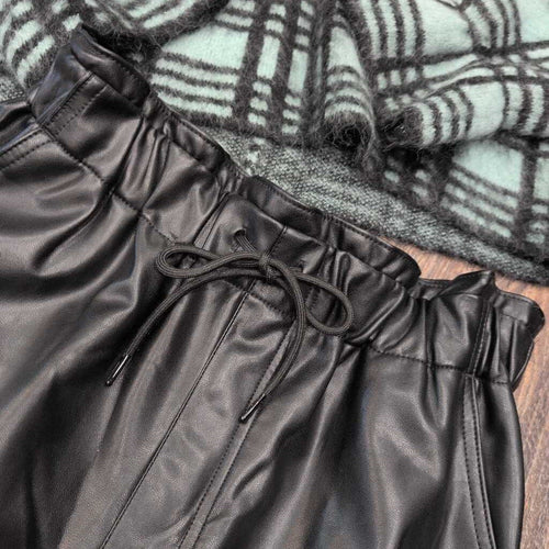 ABERCROMBIE & FITCH FAUX LEATHER ELASTIC ANKLE PANTS