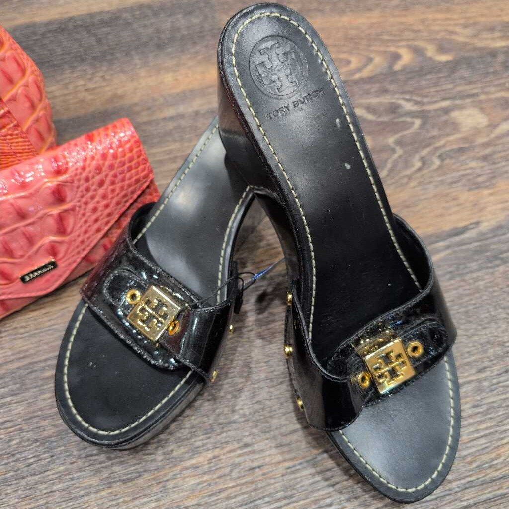 TORY BURCH ROSIE PATENT WEDGE SLIDE