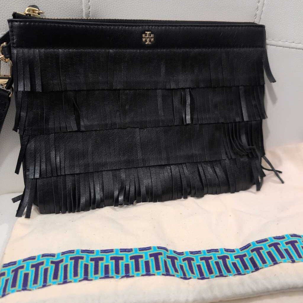 TORY BURCH WRISTLET FRINGE LEATHER
