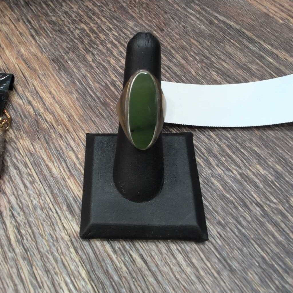 STERLING ELONGATED MARQUISE JADE RING