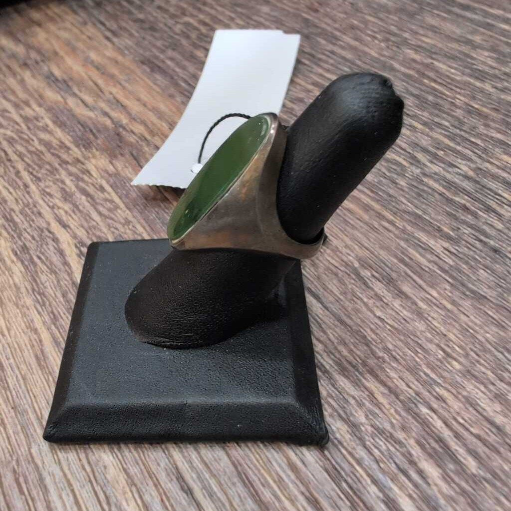 STERLING ELONGATED MARQUISE JADE RING