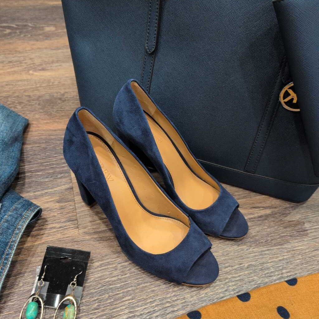 J.CREW OPEN TOE SUEDE BLOCK HEEL