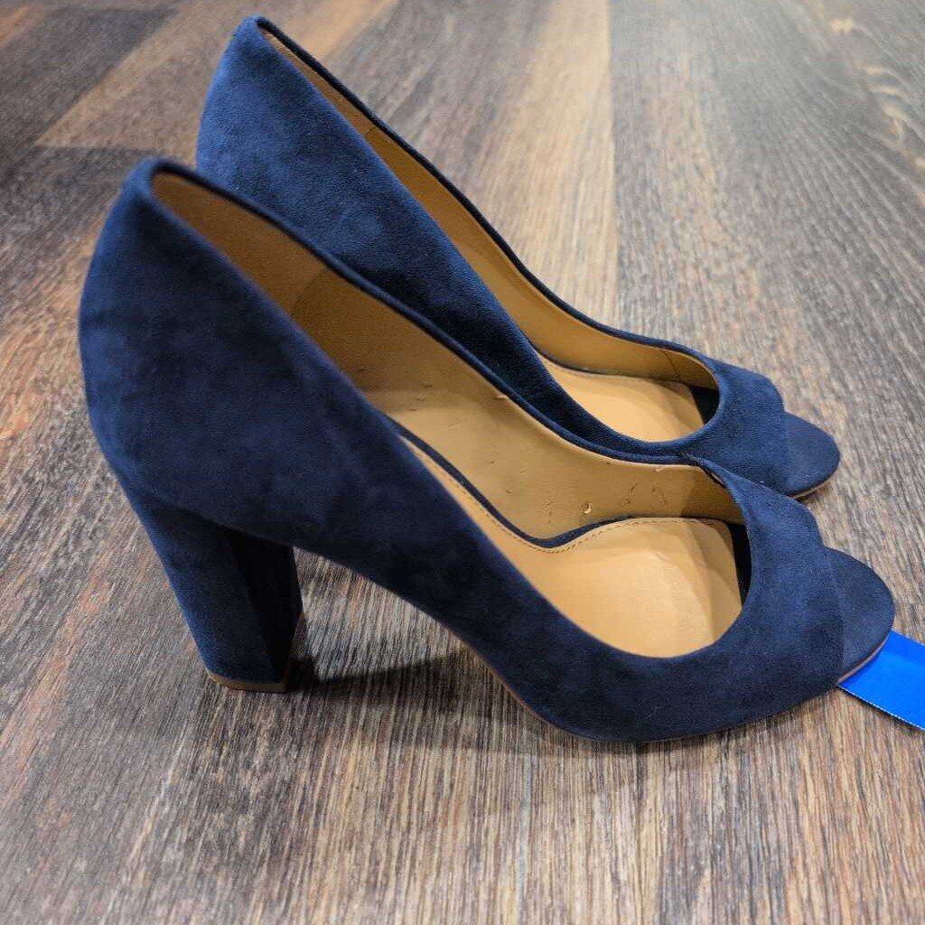 J.CREW OPEN TOE SUEDE BLOCK HEEL