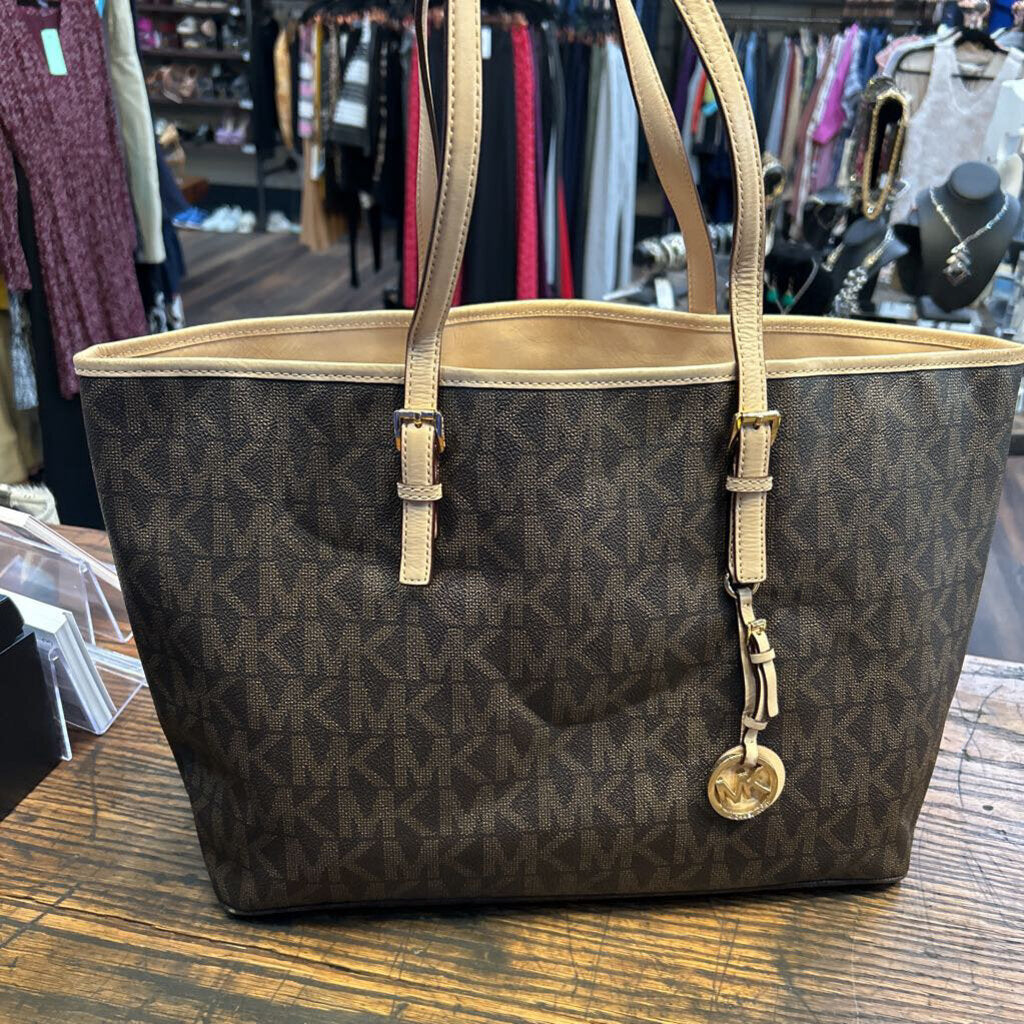 MICHAEL KORS JET SET TRAVEL SIGNATURE LOGO TOTE