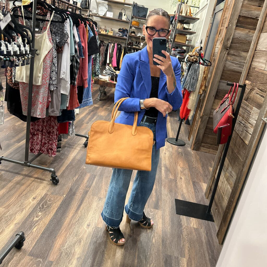 CLAUDIA FIRENZE ANNA LOU LEATHER SATCHEL TOTE