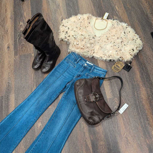 12TH TRIBE CROP SEQUIN COZY SWEATER