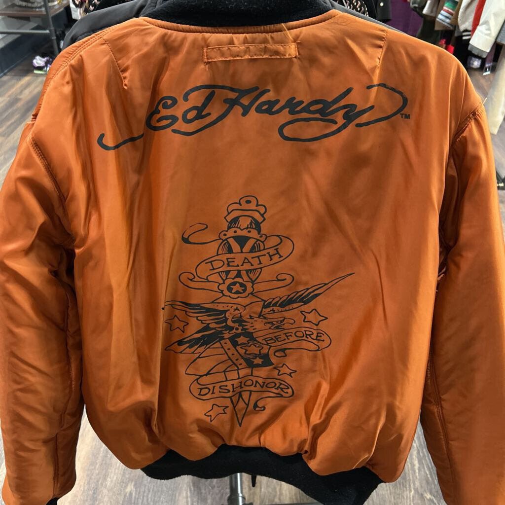 ED HARDY VINTAGE REVERSIBLE KAMIKAZE BOMBER JACKET
