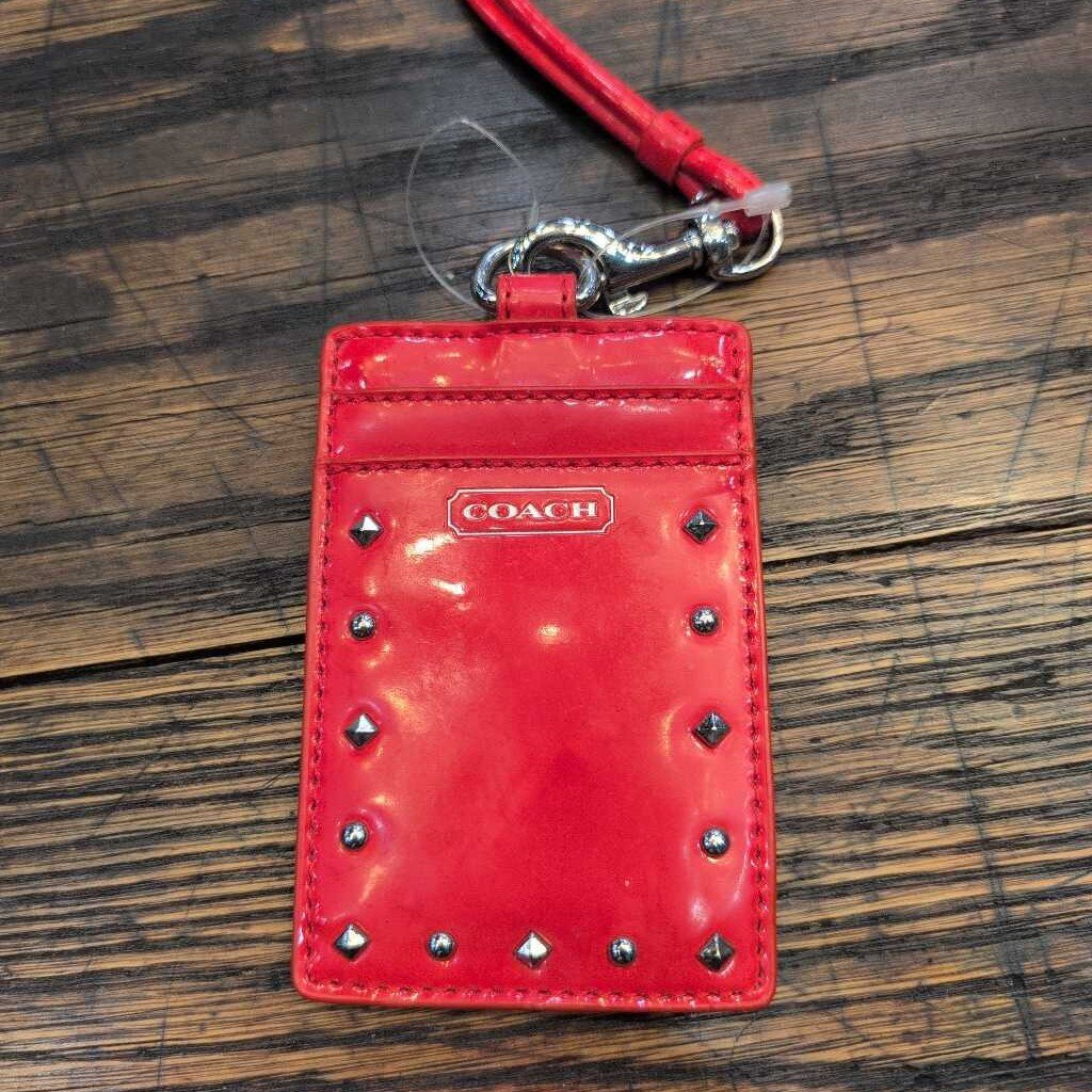 COACH STUDDED PATENT ID CASE